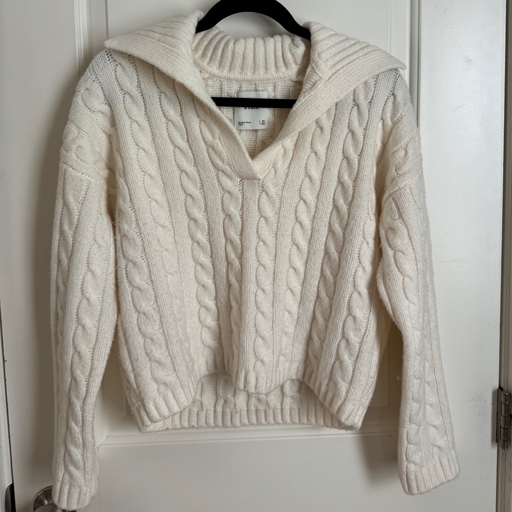 Abercrombie Cable Notch-Neck Sweater